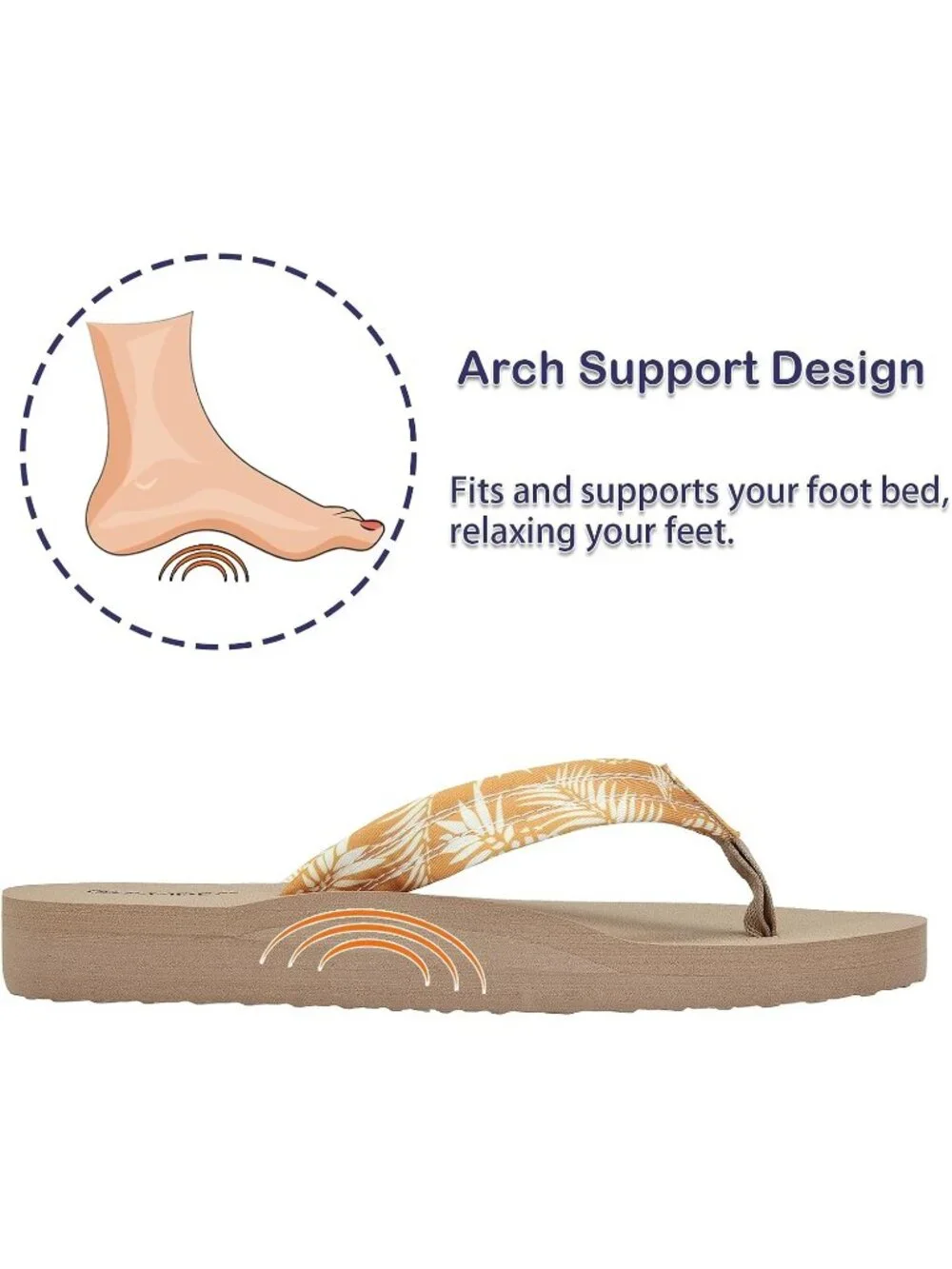 Women's Floral Pineapple Leaf Yellow Comfortable Flip Flops Summer Thong Sandals